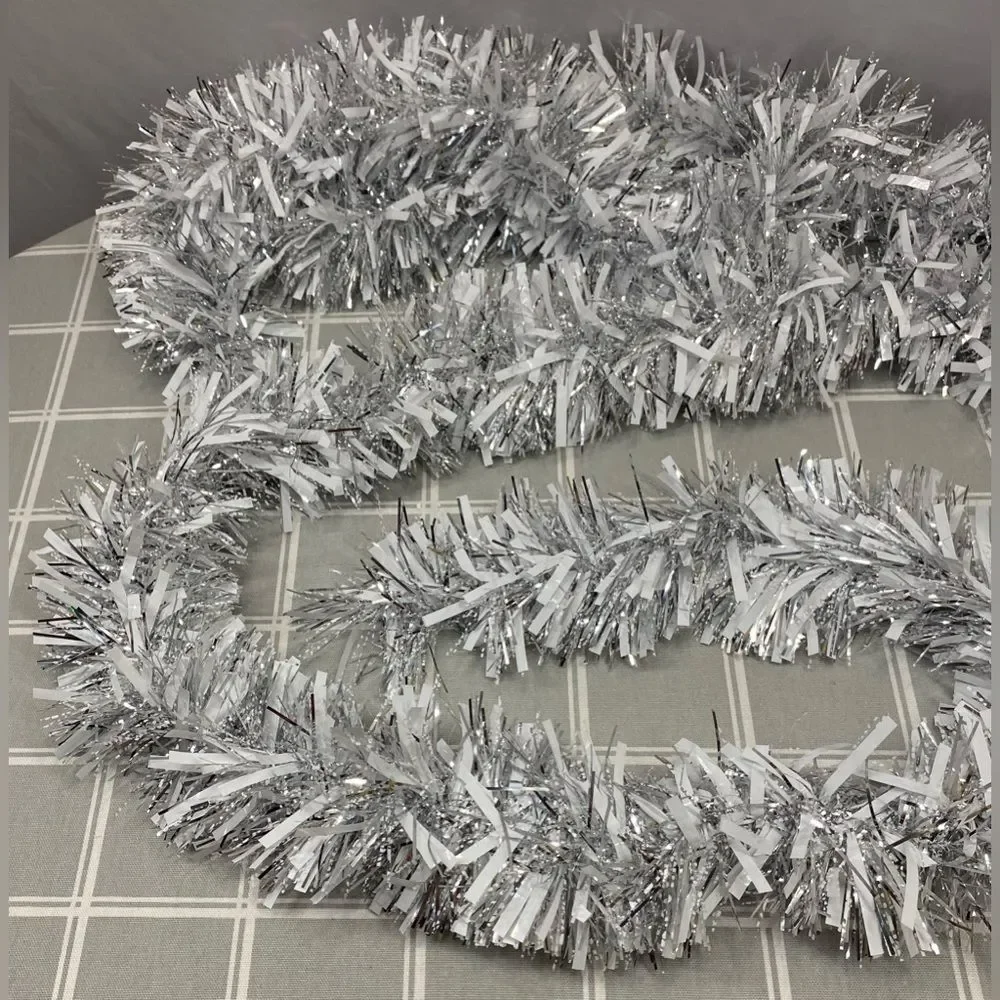 Holiday Garland White Silver Clear Christmas Party Tree Decoration 2) 10' Pcs